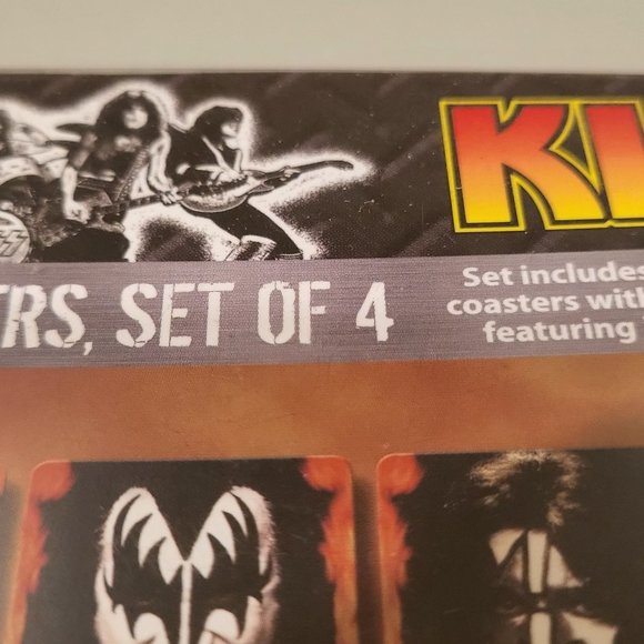 KISS Vintage Original Coasters NIP Rock & Roll Band 4 Coaster Set Unopened MIP - Picture 2 of 8